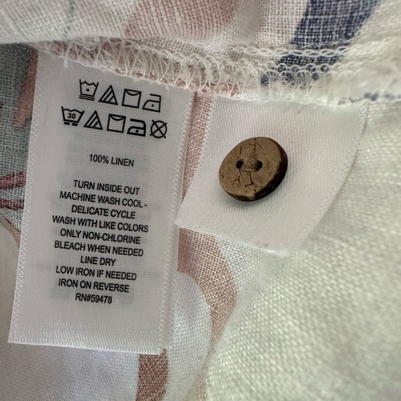Cynthia Rowley 100% Linen Leaf Button Back Short Sleeve Top Shirt size Small - Picture 10 of 10